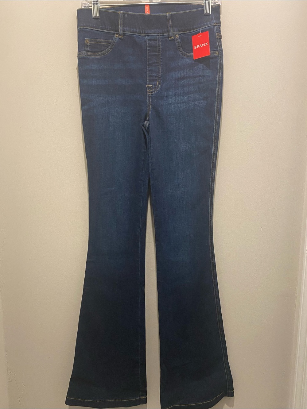 SPANX High-Rise Dark Blue Flare Jeans Pull-On Women’s Size Small NWT Stretch